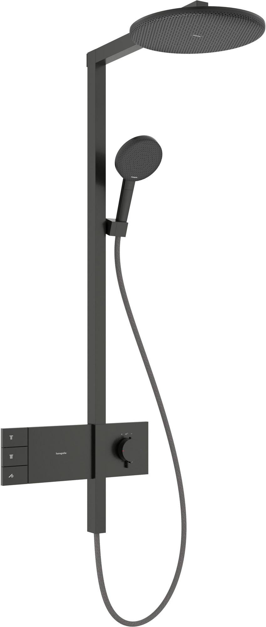 HANSGROHE Raindance Alive S 300 2jet Duschsystem mit Thermostat – Schwarz, 300 mm Kopfbrause