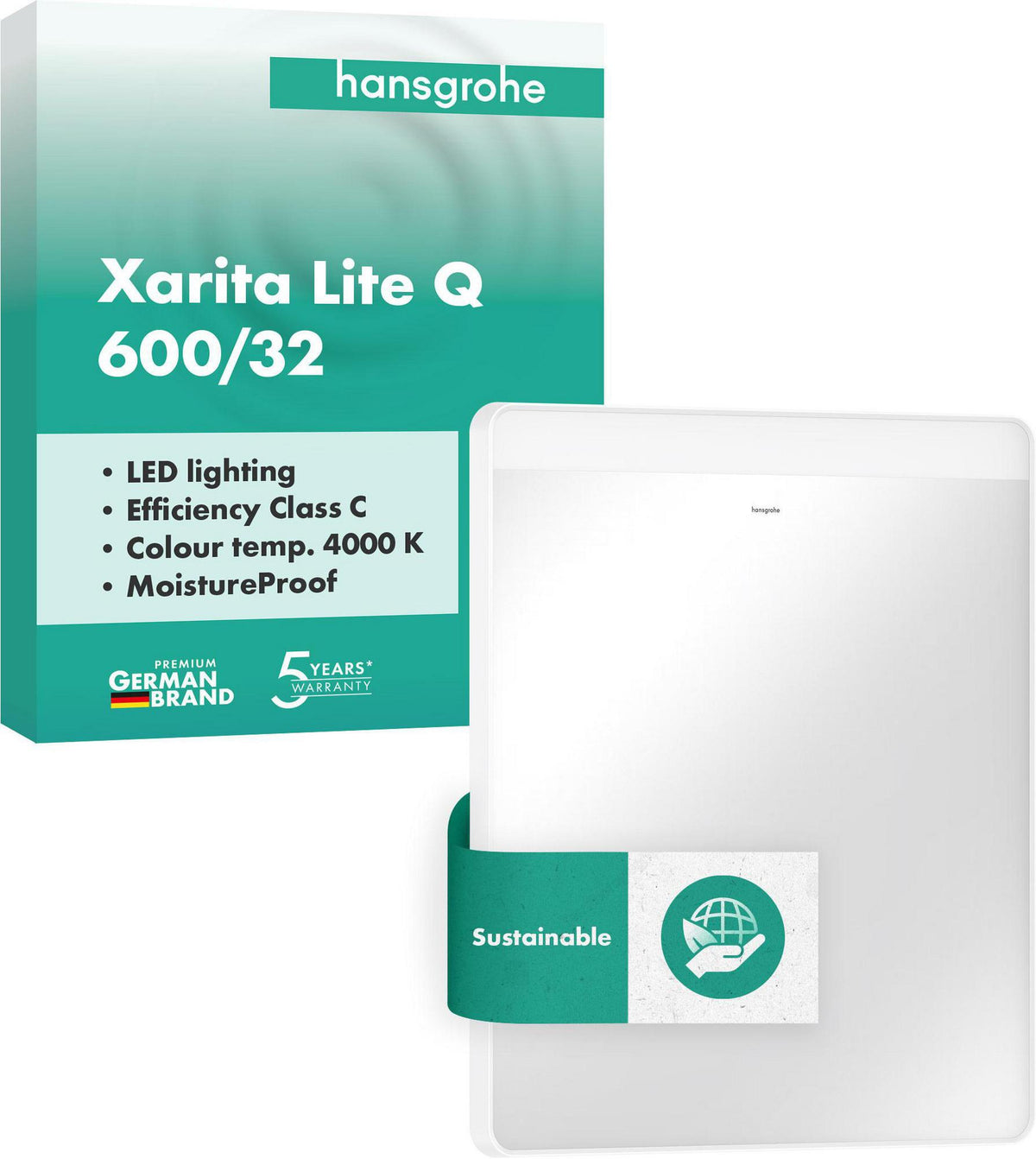 Hansgrohe Xarita Lite Q Spiegel 360 mm mit horizontaler LED-Beleuchtung, mattschwarz