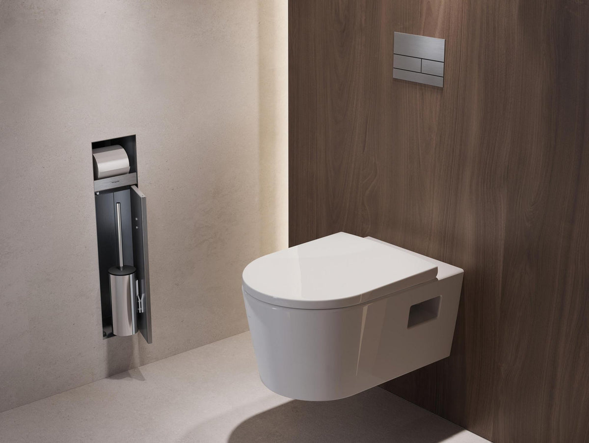 HANSGROHE XtraStoris Rock Toilettenbürstenhalter mit Papierhalter, befliesbare Tür, mattweiß