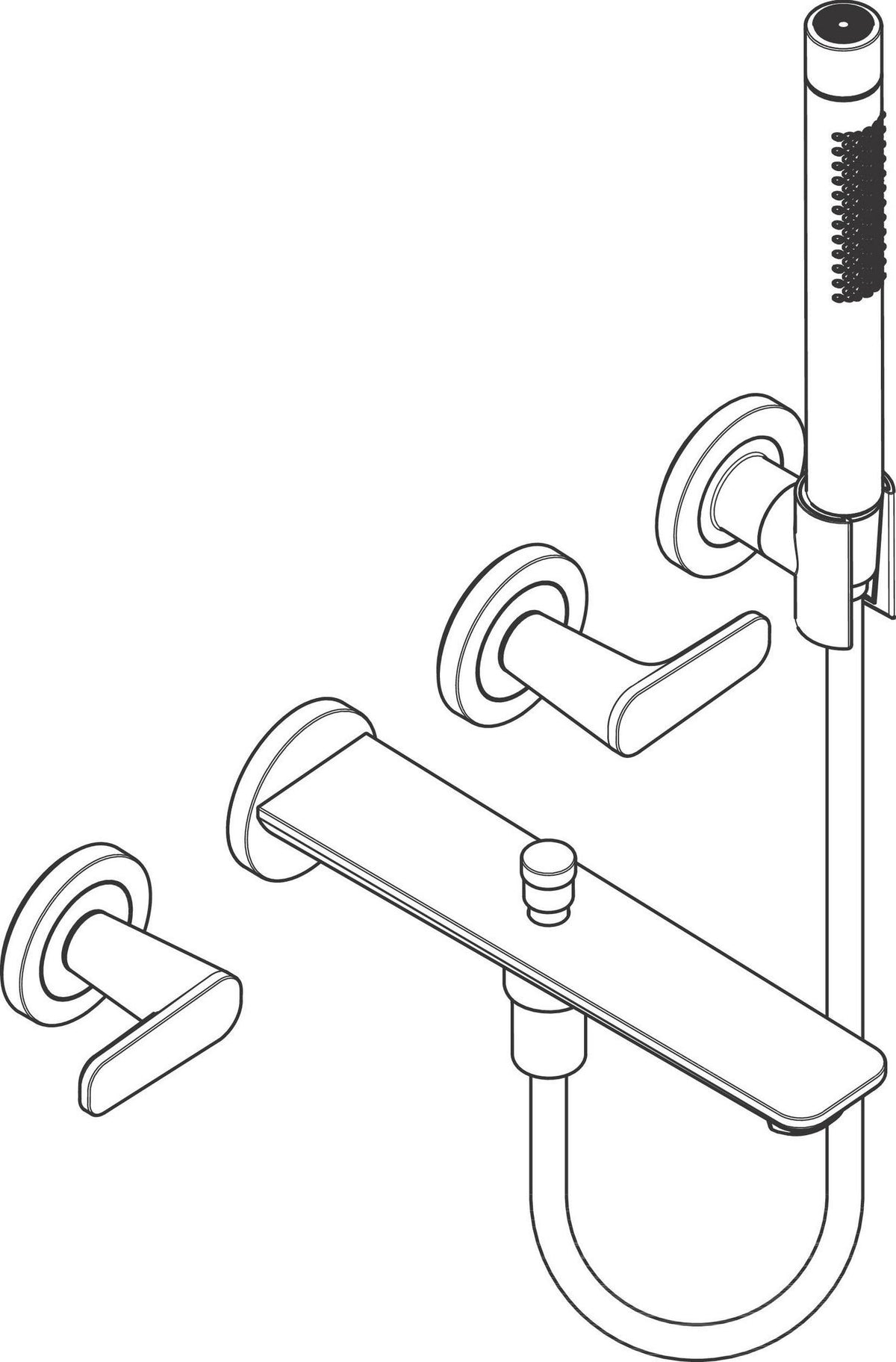 AXOR Citterio C 3-Loch-Wannenarmatur mit Handbrause, Ausladung 222 mm, Chrom