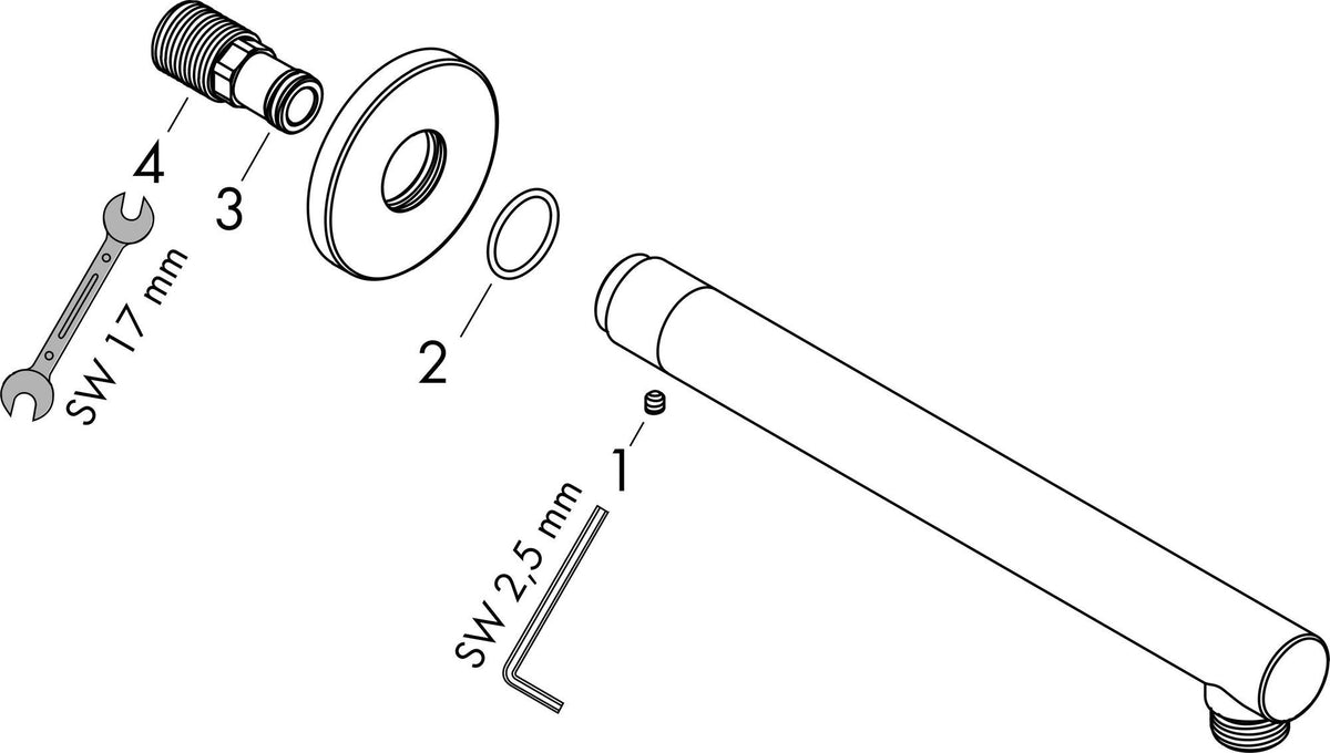 HANSGROHE Brausearm VERNIS Blend 240 mm Aufputz, Chrom – Messing, Rosette 65 mm