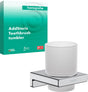 HANSGROHE AddStoris Glashalter Wandmontage Chrom – Mattglas Zahnputzbecher-Halter mit verdeckter Befestigung