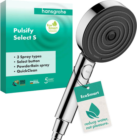 Hansgrohe Pulsify Select 105 3jet Handbrause – 3 Strahlarten, QuickClean, Chrom
