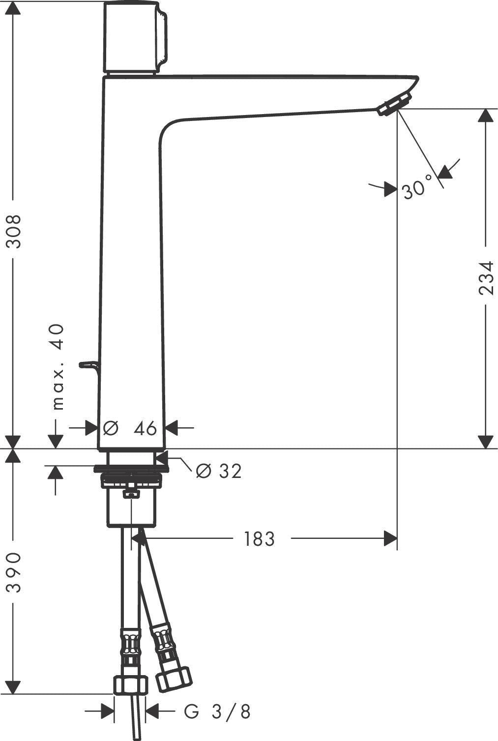HANSGROHE Talis Select E Waschtischmischer 240 mit Zugstangen-Ablaufgarnitur, chrom