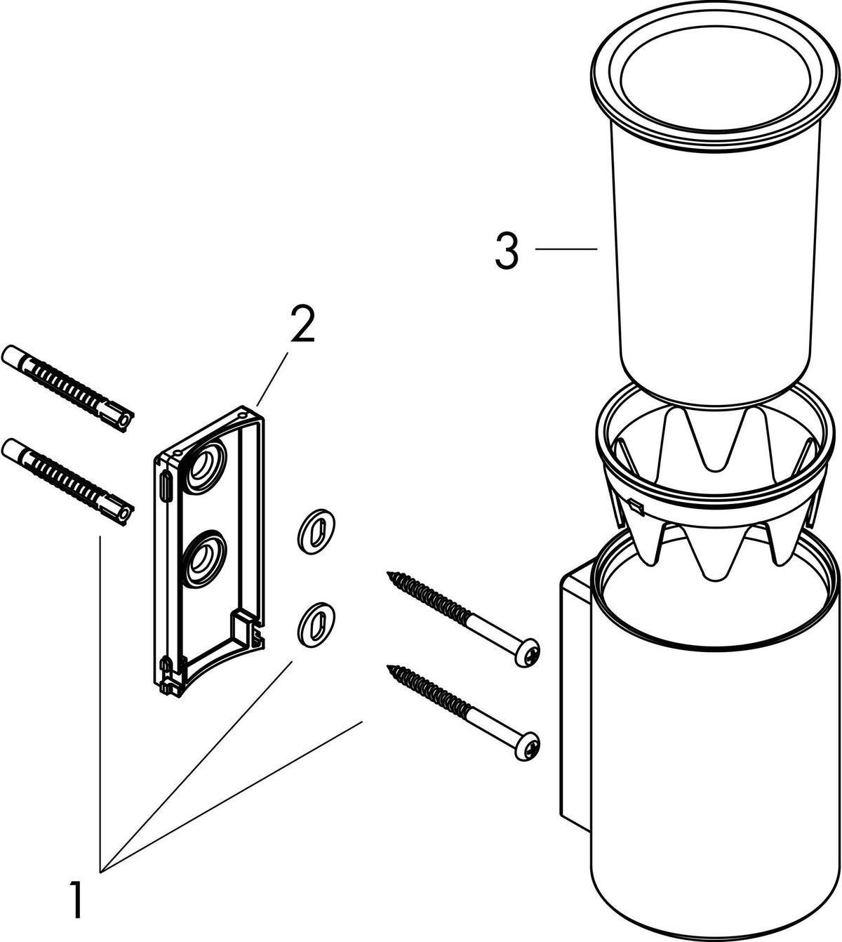 AXOR Universal Circular Zahnputzbecher mattweiß – Wandmontage, Metall & Glas, verdeckte Befestigung