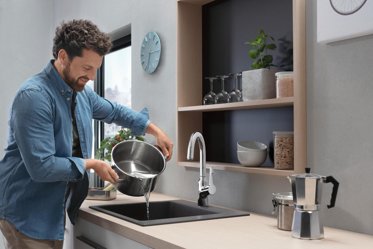 HANSGROHE Einbauspüle S51 450 SilicaTec graphitschwarz 1 Becken 60 cm Unterschrank