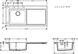 HANSGROHE Einbauspüle S51 450 SilicaTec graphitschwarz mit Abtropffläche rechts