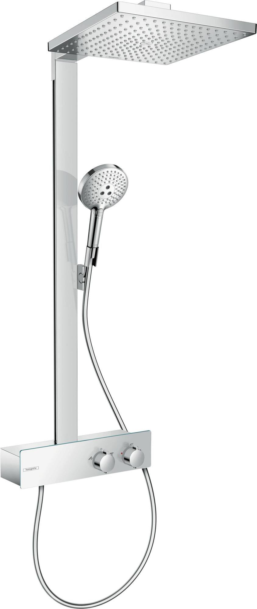 HANSGROHE Showerpipe Raindance E 300 mit ShowerTablet 350 – 300x300 mm Kopfbrause, Thermostat, Chrom