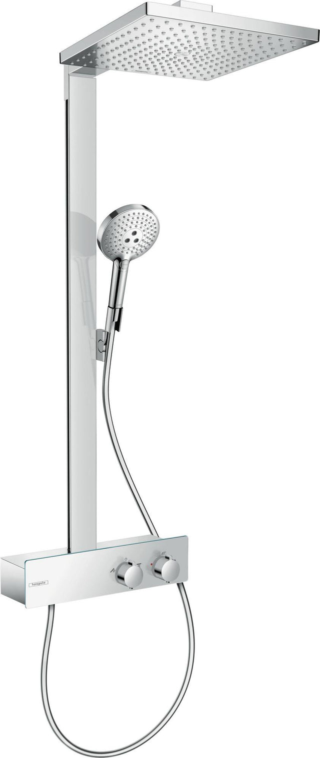 HANSGROHE Showerpipe Raindance E 300 mit ShowerTablet 350 – 300x300 mm Kopfbrause, Thermostat, Chrom