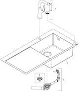 HANSGROHE Spülencombi SELECT 450 mit Abtropffläche – Edelstahl-Optik, 2-Loch Küchenmischer