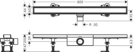 HANSGROHE RainDrain Compact Duschrinne 1200 mm Komplettset befliesbar