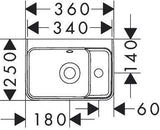 HANSGROHE Xanuia Q Handwaschbecken 360x250mm weiß mit SmartClean, Hahnloch und Überlauf