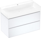 HANSGROHE Xevolos E Waschtischunterschrank 980 mm Eiche Dunkel Mattweiß mit PushOpen und SoftClose