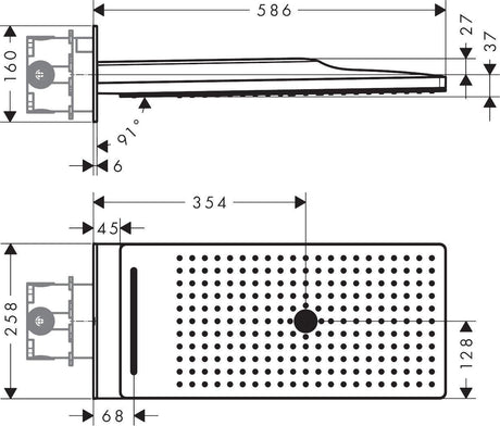 AXOR ShowerSolutions 250/580 3jet Kopfbrause – 580 x 260 mm, 3 Strahlarten, Chrom
