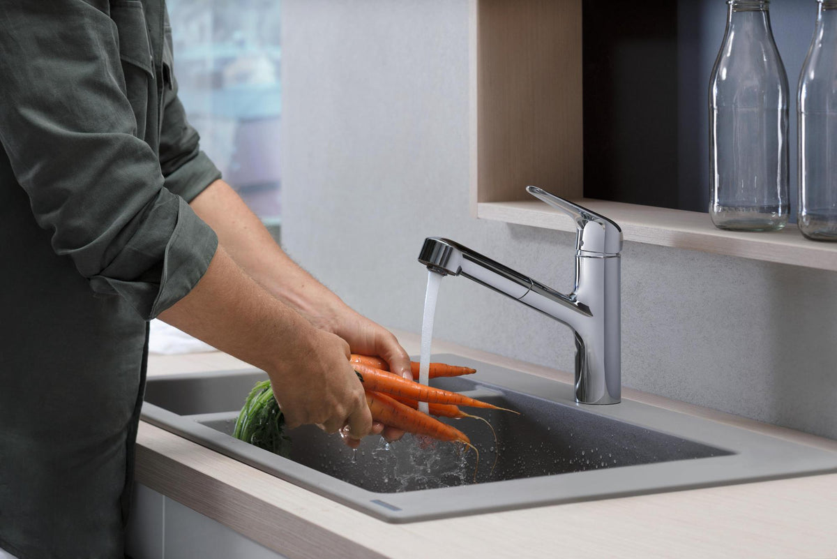 HANSGROHE Einbauspüle S51 180/450 SilicaTec Graphitschwarz mit 2 Becken