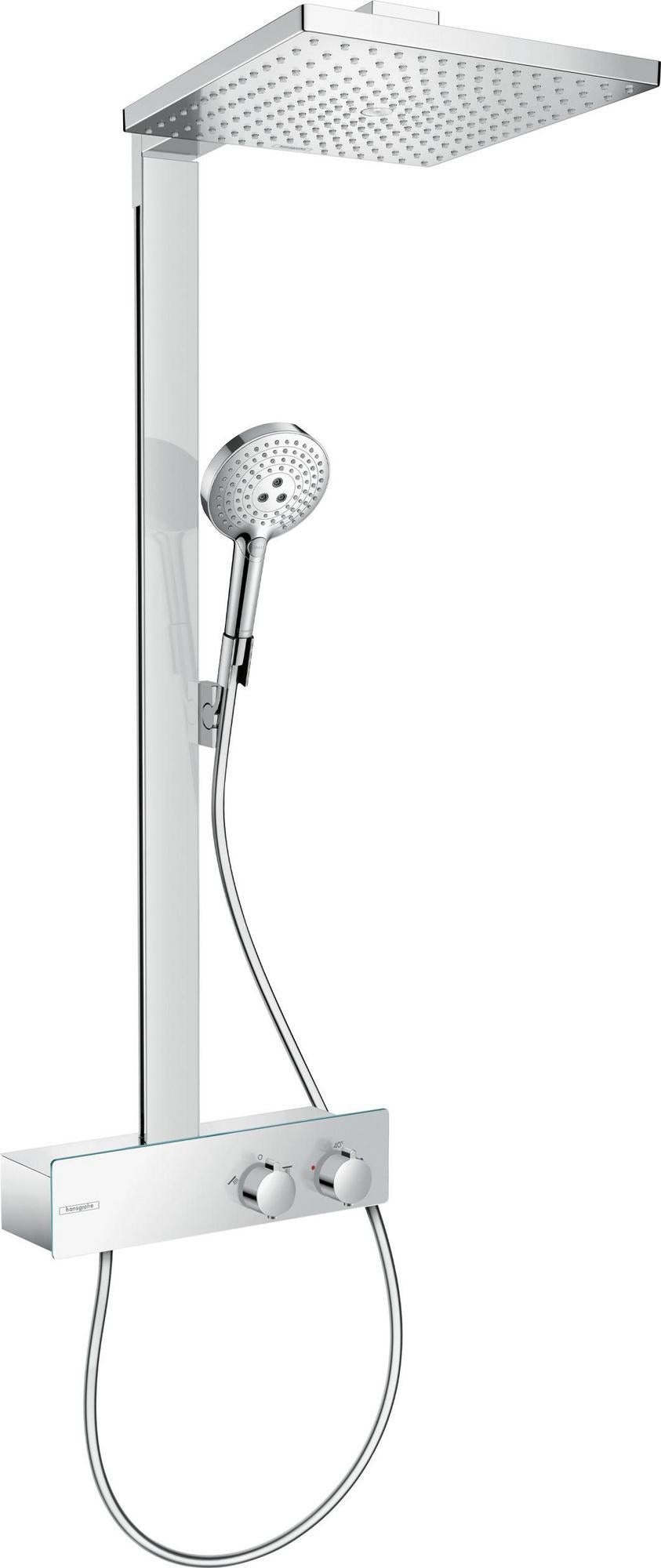 HANSGROHE Showerpipe Raindance E 300 mit ShowerTablet 350 – 300x300 mm Kopfbrause, Thermostat, Chrom