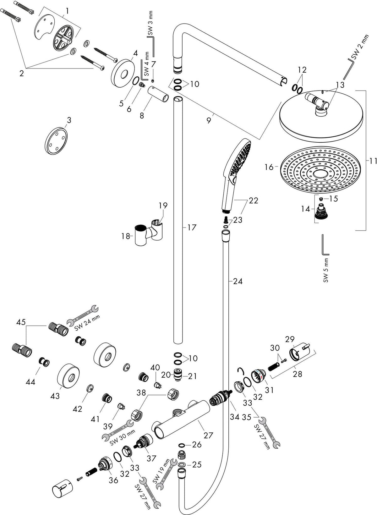 HANSGROHE Raindance Select S 240 Showerpipe Duschsystem mit Thermostat und 2 Strahlarten in Chrom