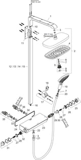 HANSGROHE Showerpipe Raindance Select E 300 2jet DN 15 EcoSmart – Duschsystem mit Thermostat, Chrom