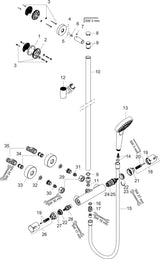 Hansgrohe Croma Select S Multi Semipipe Brausegarnitur mit Thermostat Ecostat Comfort, weiß/chrom