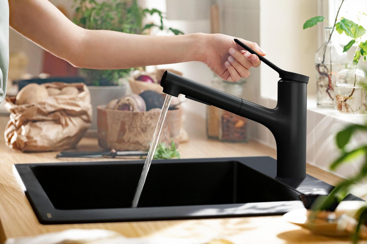 HANSGROHE Einbauspüle S51 450 SilicaTec graphitschwarz 1 Becken 60 cm Unterschrank