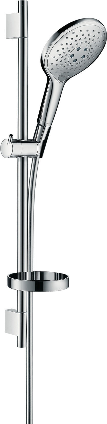 HANSGROHE Raindance Select S 150 3jet Brauseset mit Unica'S Puro Stange und Seifenschale, Chrom