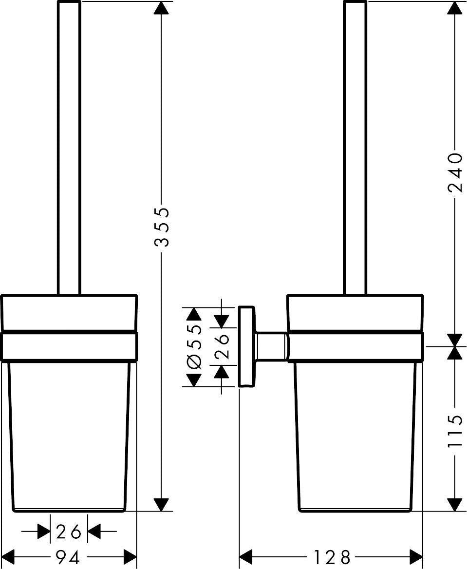 HANSGROHE WC-Bürstenhalter Logis Universal Wandversion chrom – Mattglas-Einsatz, Messing, verdeckte Befestigung