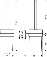 HANSGROHE WC-Bürstenhalter Logis Universal Wandversion chrom – Mattglas-Einsatz, Messing, verdeckte Befestigung