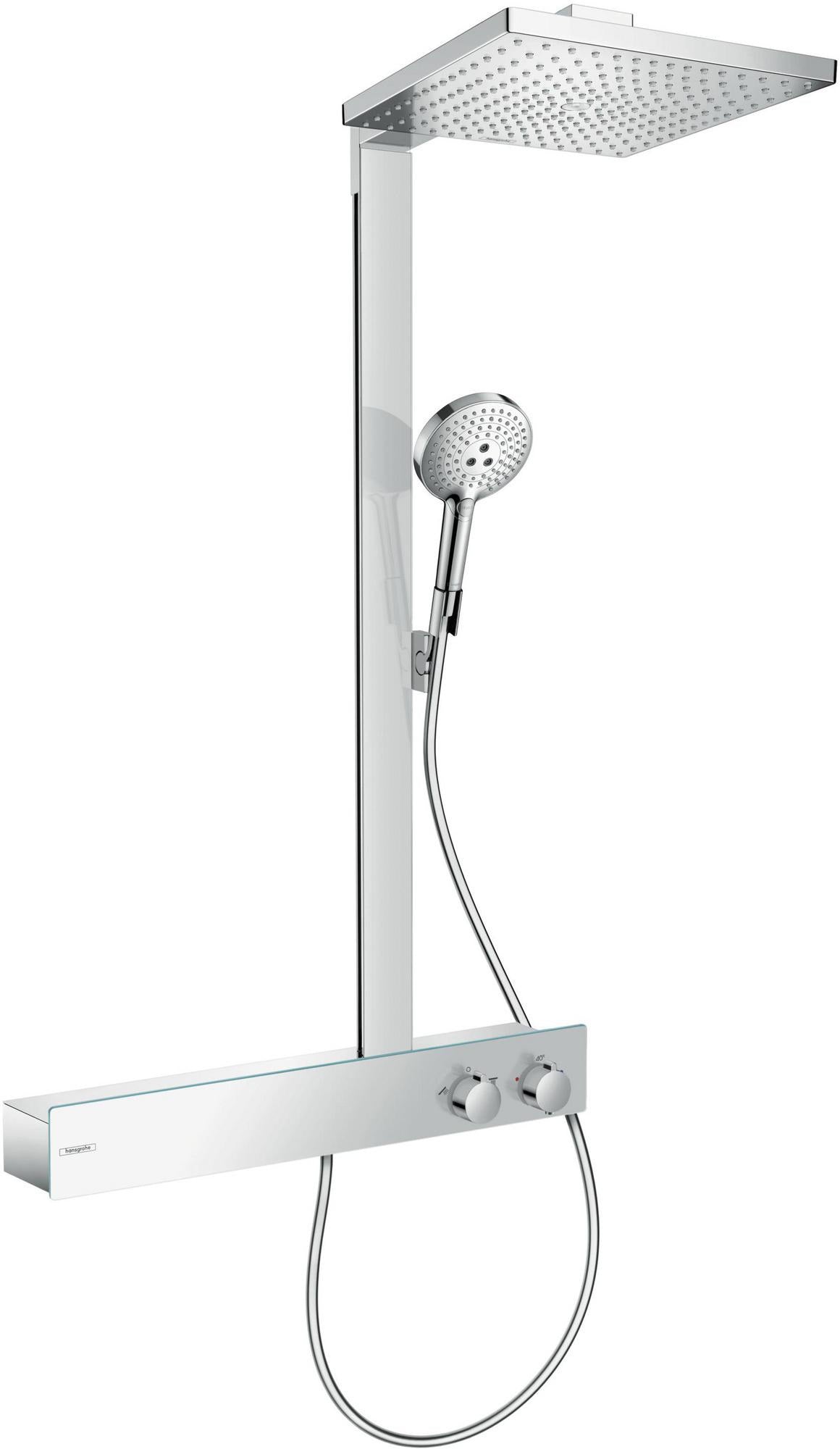 HANSGROHE Raindance E 300 Showerpipe Duschsystem mit Thermostat ShowerTablet 600, 300x300 mm, Chrom
