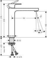 Hansgrohe VERNIS Shape 190 Einhebel-Waschtischmischer mit Zugstangen-Ablaufgarnitur, Chrom