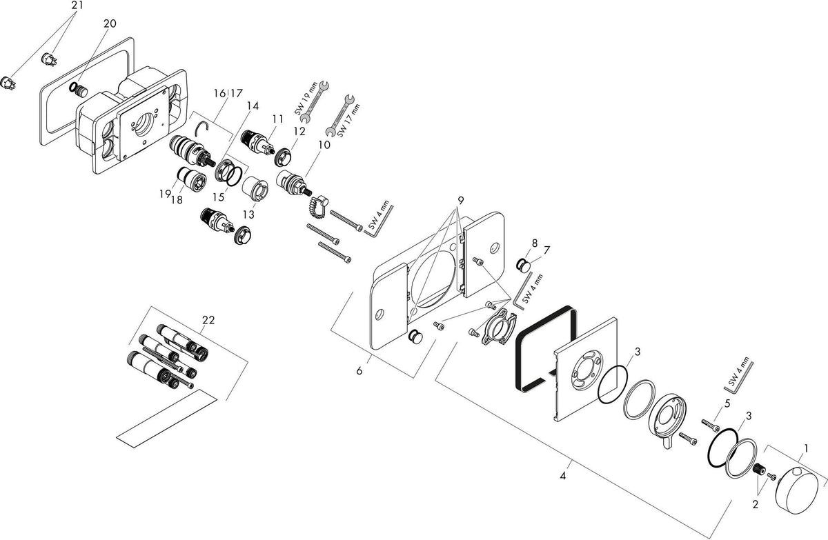 AXOR One Thermostatmodul für 2 Verbraucher mit Select-Tasten und Eco-Funktion – Chrom