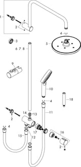 HANSGROHE Showerpipe VERNIS Blend 200 1jet Reno EcoSmart Chrom – Duschsystem mit Kopf- und Handbrause