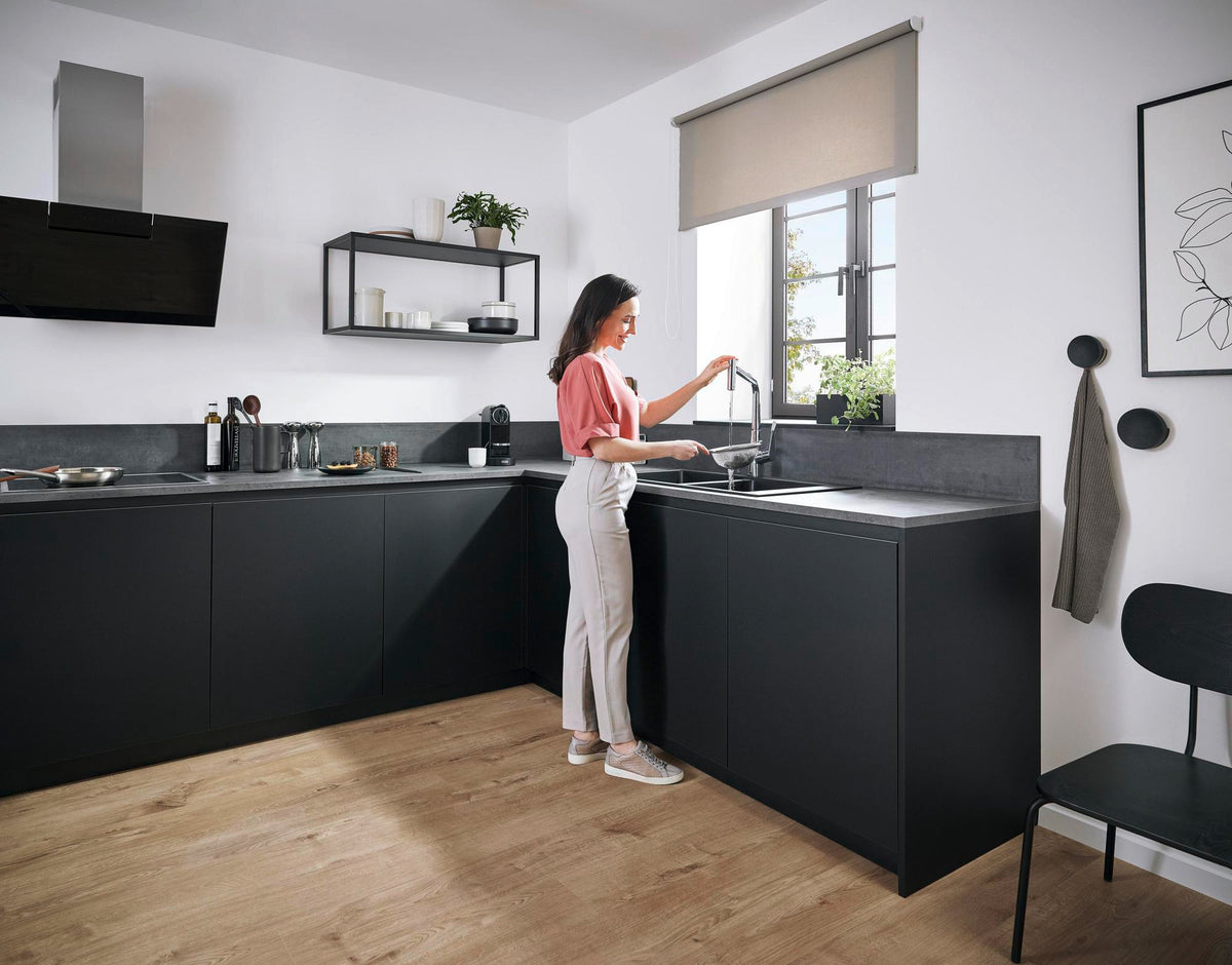 HANSGROHE Metris M71 Spültischmischer 320 Eco mit Ausziehbrause 2jet Edelstahl-Optik