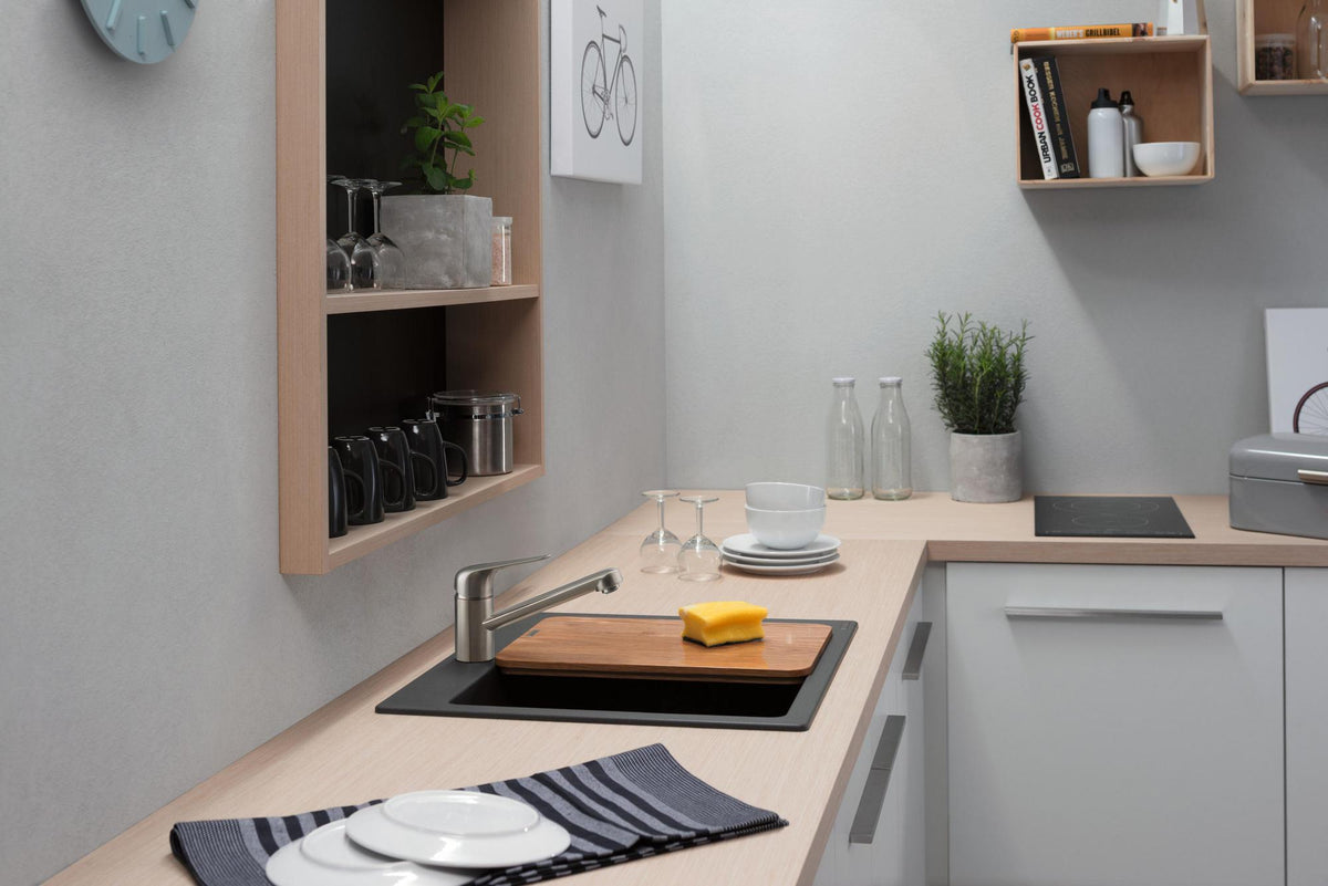 HANSGROHE Einbauspüle S51 450 SilicaTec graphitschwarz 1 Becken 60 cm Unterschrank