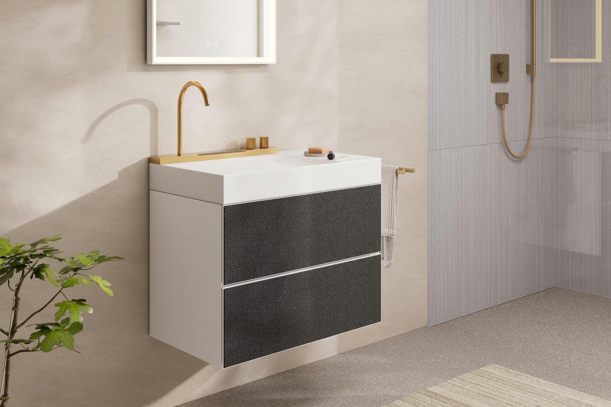 Hansgrohe Xevolos E Waschtischunterschrank 780 mm Eiche Dunkel Mattweiß mit PushOpen und SoftClose