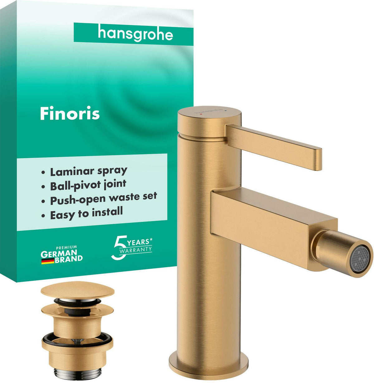 HANSGROHE Finoris Einhebel-Bidetmischer mit Push-Open Ablaufgarnitur, chrom