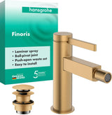 HANSGROHE Finoris Einhebel-Bidetmischer mit Push-Open Ablaufgarnitur, chrom