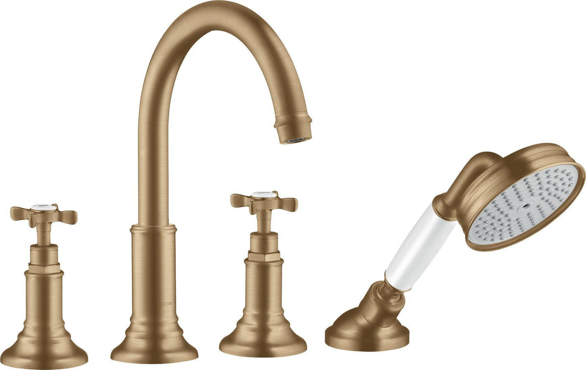 AXOR MONTREUX 4-Loch-Wannenrandarmatur DN 15 mit Handbrause, Thermostat und Wanneneinlauf in Chrom
