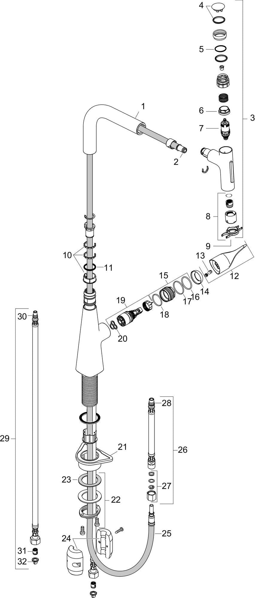 HANSGROHE HG Spültischmischer 240 Select 2jet Ausziehbrause M7110-H240 chrom – ComfortZone & Select-Knopf