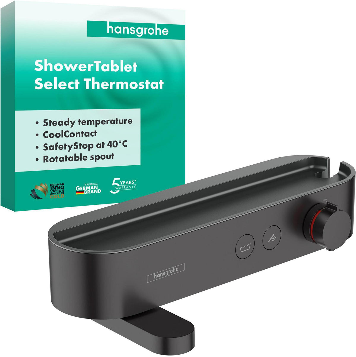 HANSGROHE ShowerTablet Select 400 Wannenthermostat Aufputz DN 15 Chrom mit schwenkbarem Wannenauslauf