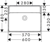 Hansgrohe Xanuia Q Waschtisch 600x480 mm weiß ohne Hahnloch mit Überlauf