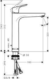HANSGROHE Focus 230 Einhebel-Waschtischmischer mit Zugstangen-Ablaufgarnitur, chrom