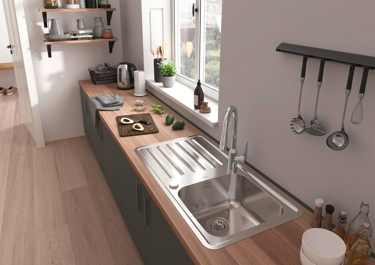 HANSGROHE Focus M42 Spültischmischer 220 mit Ausziehbrause, chrom – ComfortZone, 360° Schwenkbereich