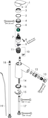 HANSGROHE Logis Einhebel-Bidetmischer DN 15 mit Zugstangen-Ablaufgarnitur, chrom