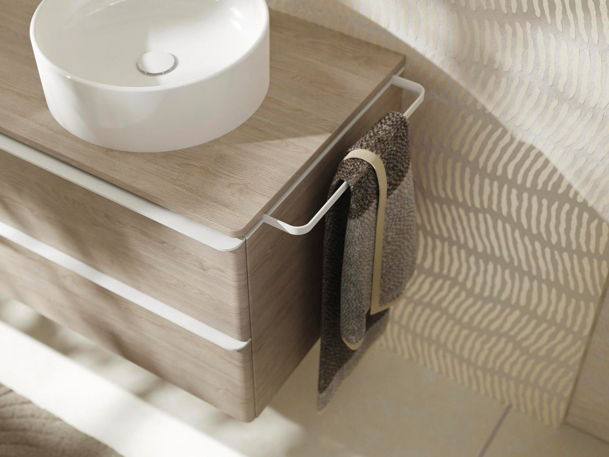 HANSGROHE Xelu Q Konsole 1360 mm weiß hochglanz mit 2 Ausschnitten ohne Hahnloch