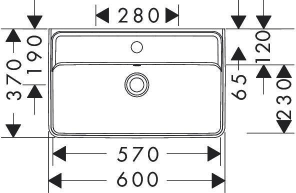 HANSGROHE Xanuia Q Compact Waschtisch 600x370mm mit SmartClean Glasur, Hahnloch und Überlauf