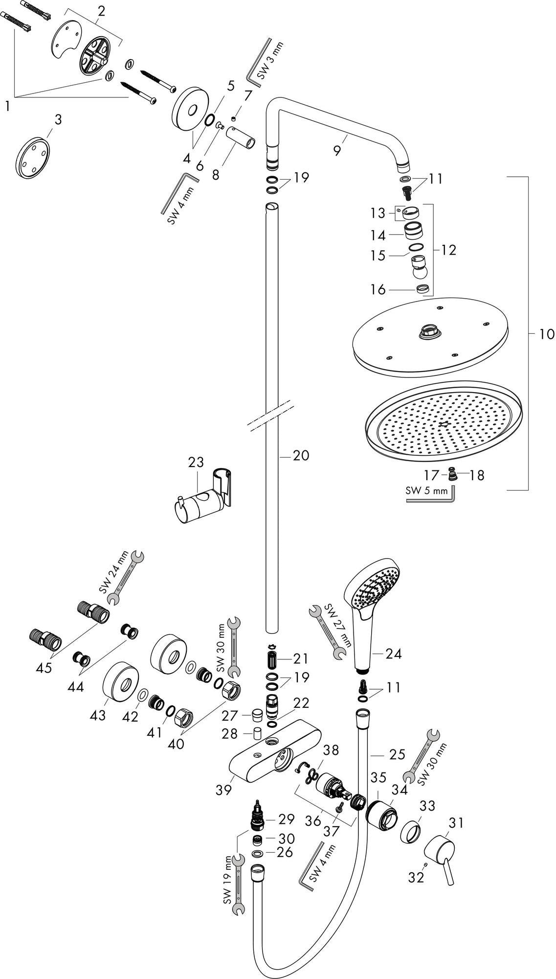 HANSGROHE Showerpipe Croma Select 280 Air 1Jet DN 15 mit Einhebelmischer – Chrom