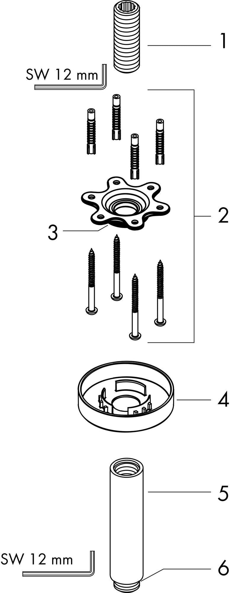 Hansgrohe Deckenanschluss CROMA SELECT S DN 15, 100 mm, chrom – mit Rosette