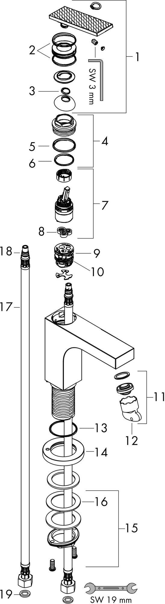 AXOR CITTERIO 160 Einhebel-Waschtischmischer von Hansgrohe – chrom, ohne Ablaufgarnitur