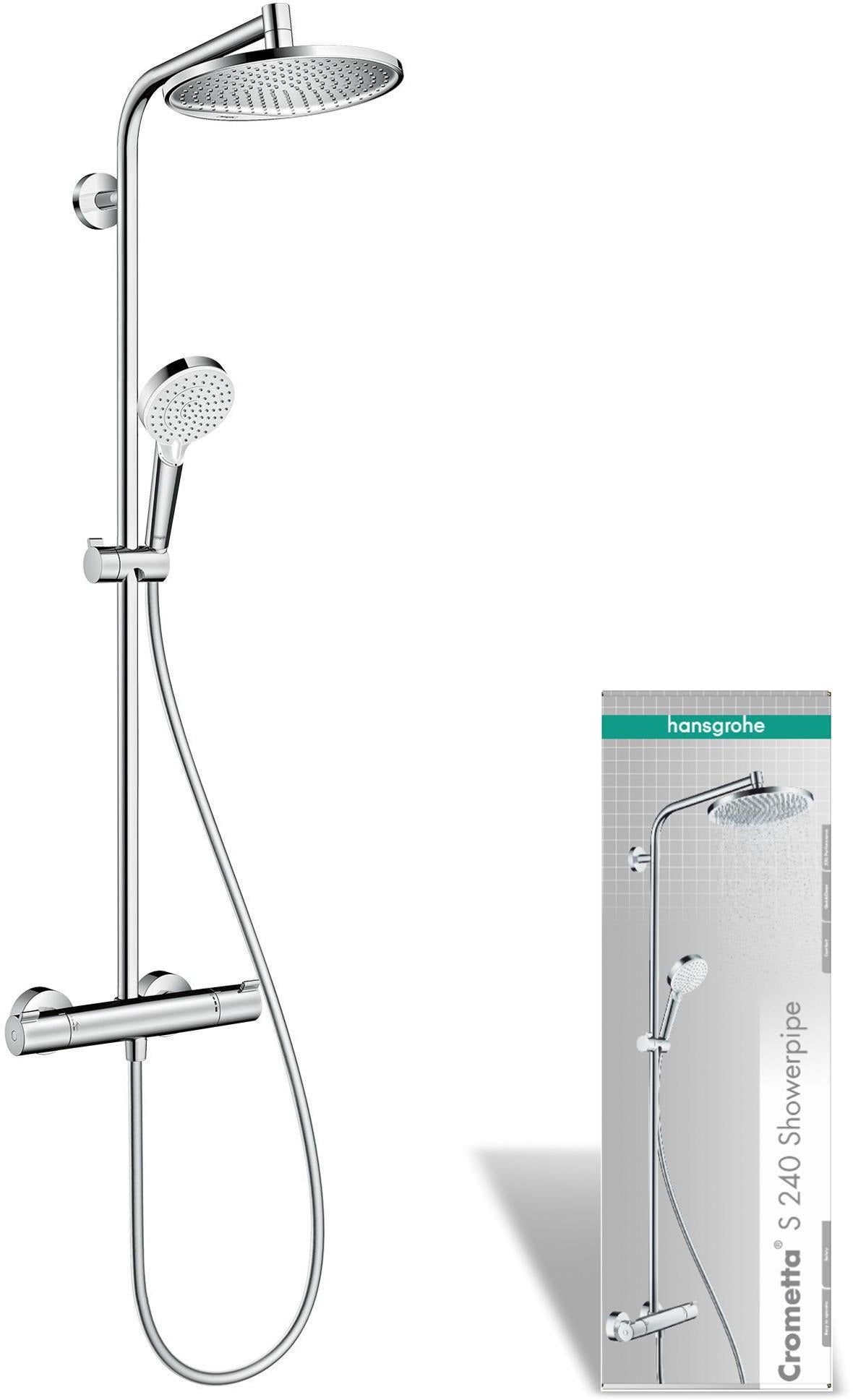 HANSGROHE Showerpipe Crometta S 240 mit Thermostat Ecostat 1001 CL – Chrom