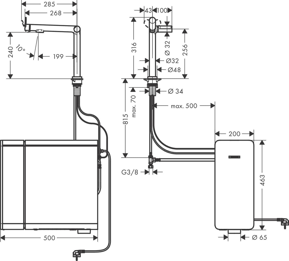 HANSGROHE SodaSystem 240 Aqittura M91 Starter Set – gefiltertes, gekühltes & sprudelndes Wasser direkt am Hahn